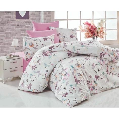 Set di biancheria da letto - 1 copripiumino 220 x 240 cm + 2 federe 60 x 60 cm - 100% cotone rinforzato - Bianco (1/5)