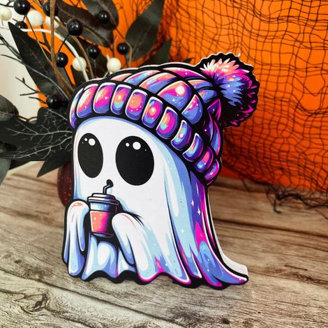 Support Pour Décoration De Bureau - Fantôme Halloween En Plaque PVC - Pour Bureau Maison Festival - 1 Pièce (1/5)