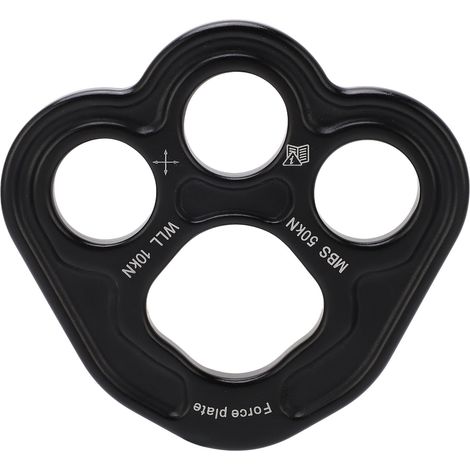 Plaque d'ancrage alu 3 trous 50KN pour équipement d'escalade et randonnée, résistance optimale. (1/5)