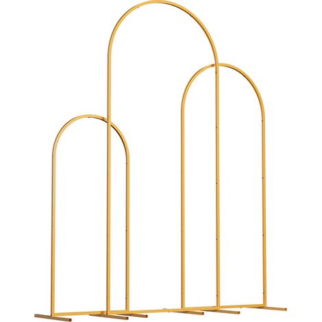 Wilitto - Arche de jardin - support à fleurs en fer forgé, support de décoration de fond, 3 supports (tailles différentes), doré,Les hauteurs sont respectivement de 200 cm, 180 cm et 150 cm (1/5)