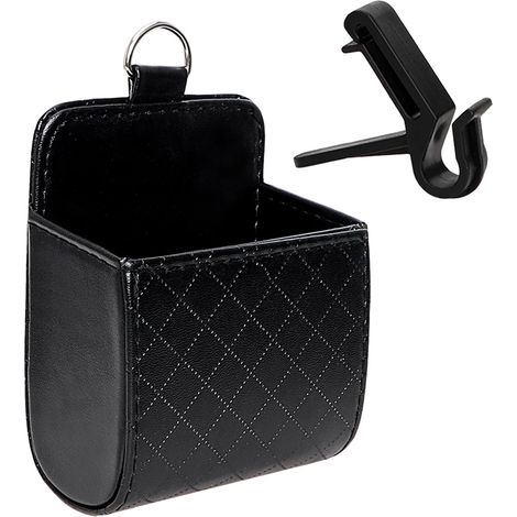 Sac de rangement pour grille d'aération de voiture, organisateur de lunettes de soleil, support de téléphone, pièce de monnaie, clé, étui avec crochet (1/5)