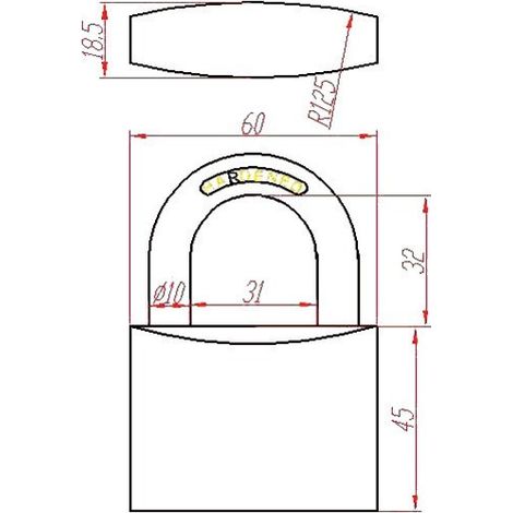 Cadenas standard laiton UNO 60mm s'entrouvrant anse en U - HERACLES - I-CAD60MV (1/5)