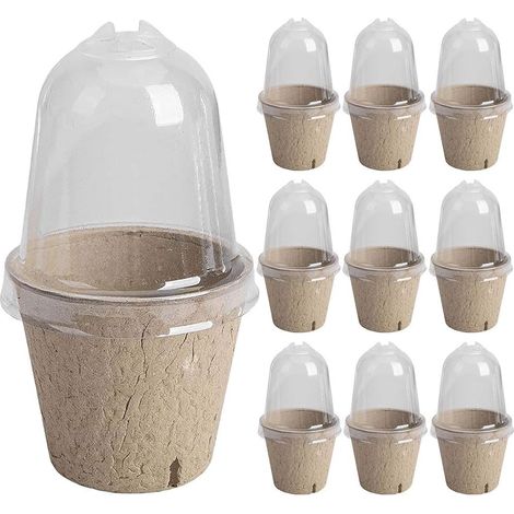 10 pièces Tasse de semis Pot de Culture Couvercle Transparent planteur de Germination Tasse de Culture de Plantes Fournitures(6 cm) (1/5)