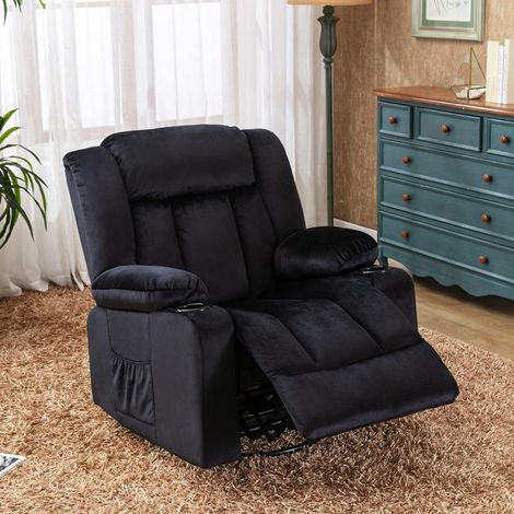 Drehbarer Relaxsessel mit Fußstütze, 360° Lounge Sessel, Schwarz (1/5)