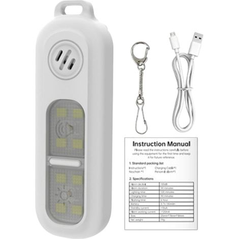 Personal Safety Alarm, LED Lighted Safety Keychain, 130Db Siren Keychain Alarm, USB Rechargeable Safety Alarm, Keychain Alarm for Women, Personal Alarm with LED Light, Clip-On Safety Light Keychain (1/5)