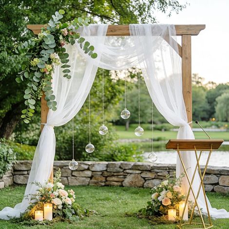 Tissu en Tulle Blanc, 6 m x 160 cm Tulle Doux pour Décoration de Mariage, Rideau Blanc Voilage Blanc Tulles pour Arche De Mariage Cérémonie Fête Rideau De Gaze (1/5)
