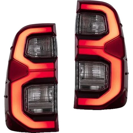 Gruppo ottico posteriore, illuminazione a LED, funzione indicatori di direzione dinamici, compatibile con Toyota Hilux Revo Rocco/Vigo 2015-2020, fanale posteriore rosso, 2 pezzi (1/2)