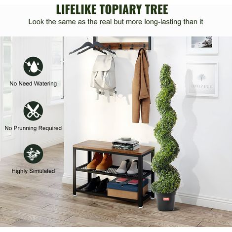 Buis Artificiel, Lot de 2, Faux Arbres Topiaires 152,4 cm avec Feuilles Supplémentaires et Pot, Résistante aux UV, Ensemble Fausse… (1/5)