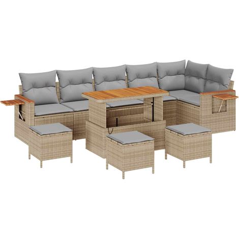 Garden Sofa Set 10 pcs Beige Poly Rattan vidaXL (1/5)
