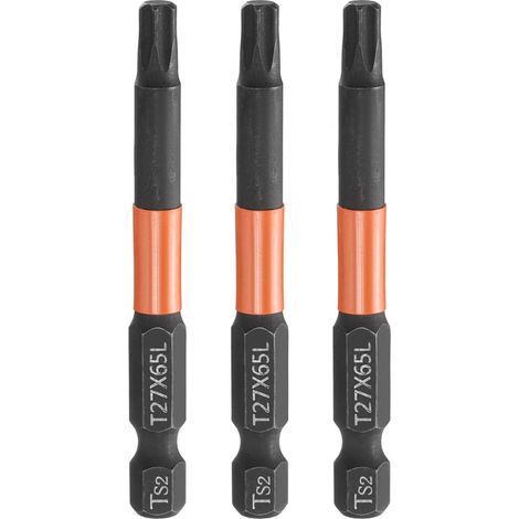3Pcs Embout Tournevis Torx T27 1/4" Hex Shank Long 2.56" (65mm) (1/5)