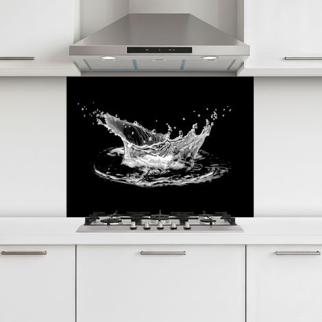 CRÉDENCE CUISINE Eau - Splash - Eau - Noir 80x60 cm