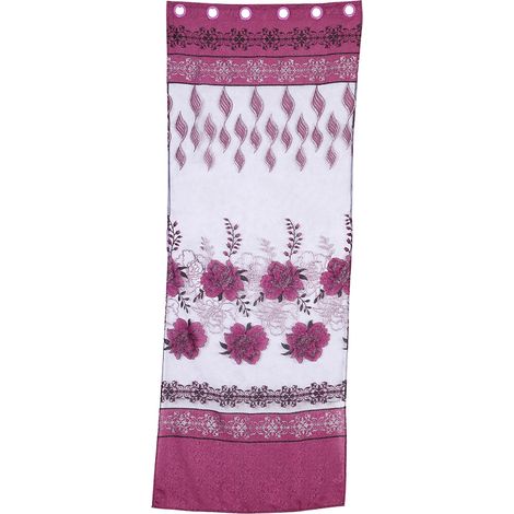 Rideau En Voile Floral Violet - Panneau De Fenêtre Translucide - Pour Salon Chambre Salle De Bain - 1 Pièce (1/5)