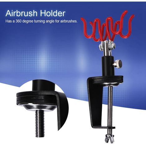 Support pour aérographe, pouvant contenir 2 aérographes, fixation sur table, kit de peinture pour loisirs créatifs (1/5)