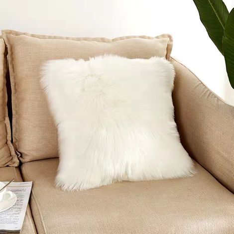 Lot de 2 housses de coussin,fausse fourrure,longs poils,décoratif,salon,chambre (1/5)