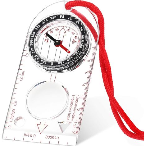 Boussole - Réglable Déclinaison Magnétique - Pour Carte Topographique Randonnée Camping Orientation Survie - 11,5 x 5,5 cm - 1 Pièce