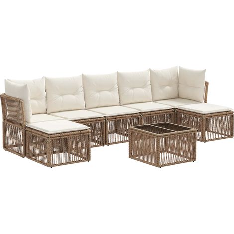vidaXL Set Divano da Giardino 8 pcs Beige polyrattan