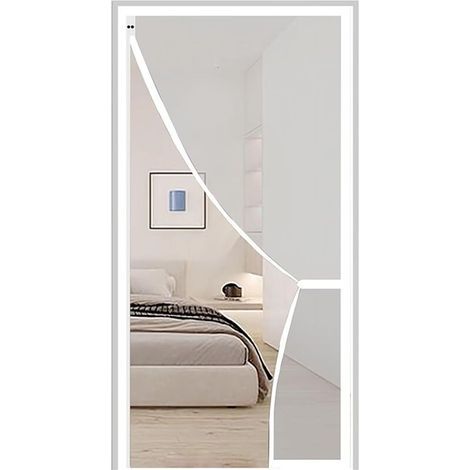 Moustiquaire, rideau à fermeture automatique à aimant puissant, ouverture latérale, blanc (130 x 210 cm) (1/4)
