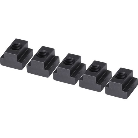 5 pcs M12 Écrous à rainure en T en acier 45, traité par oxyde noir, pour les extrusions en aluminium à rainures en T pour connecter d'autres pièces.