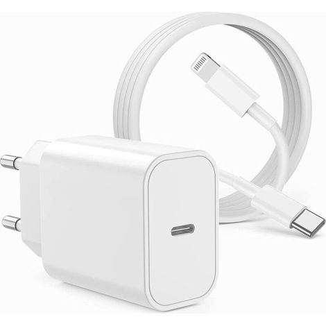 Chargeur iPhone Rapide, USB C 20W Chargeur iPhone avec Câble Lightning 2M,Type C Power Adaptateur Secteur pour Apple iPhone 14 Pro Max/13 Pro/12 Mini/11/XR/XS/SE/8/7/iPad (1/4)