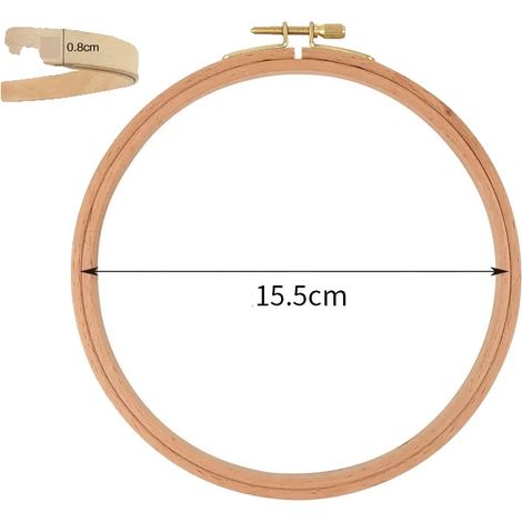 Juego de aros de bordar, madera de haya, ligeros y duraderos, 6 pulgadas, 1 unidad. (1/2)