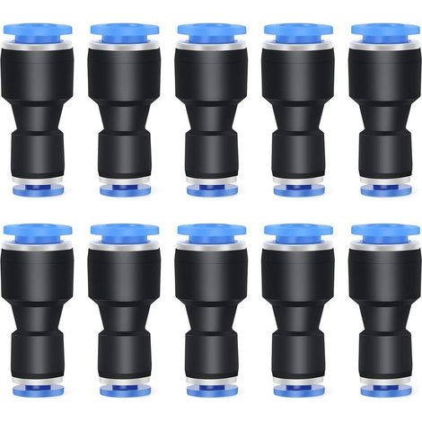 10 pieces, 10 mm outer diameter x 8 mm outer diameter straight reducer for connecting fittings, pneumatic union tube reducer fitting (1/4)