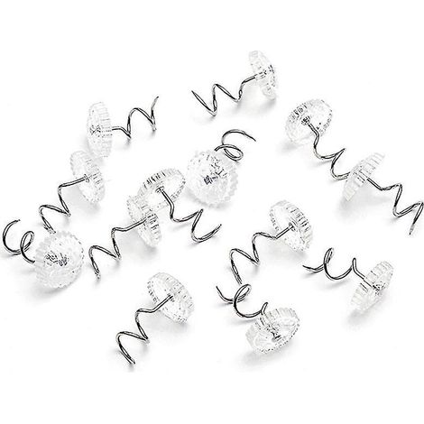 Lot de 100 attaches torsadées à tête transparente, fixation spirale antidérapante en acier inoxydable pour housses, canapés et chaises. (1/5)