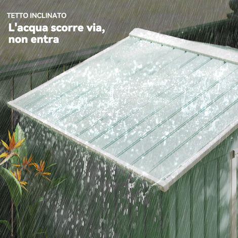 Cabanon de jardin en tôle d'acier vert clair, 213x130x185 cm, à portes coulissantes (1/5)