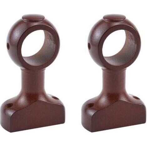 Set di 2 supporti in legno per asta per tende – Per aste da 3,8 cm – Dimensioni 66x30x114 mm – Marrone (1/5)