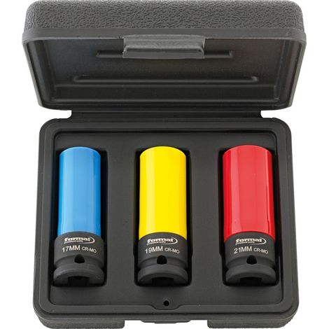 Kraft-Steckschlüsseleinsatz-Einsatz- Garnitur 1/2", mit Kunstoffhülse (1/4)