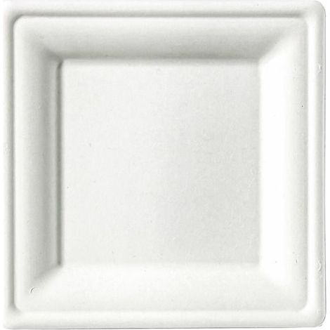 25 assiettes carrées fibre de canne, 15 x 15 cm, blanches, biodégradables, pour événements festifs et repas occasionnels