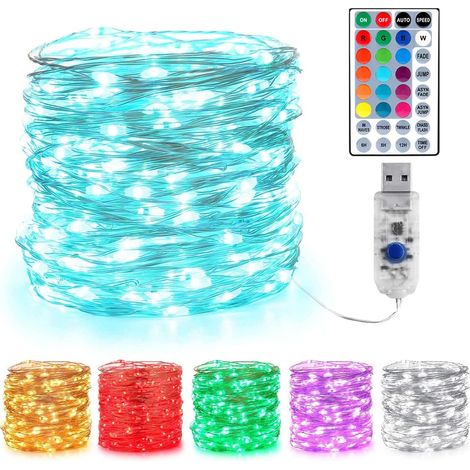 Guirlande Lumineuse Couleur, BrizLabs 10m 100 LED USB 16 Multicolore Changeantes Guirlande Lumineuse Intérieur Guirlandes d'argent Télécommande pour chambre Extérieur Noël Soirée Jardin (1/5)
