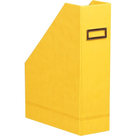 Porte-Revues Jonquille 10 x 25 x 31 cm Piqûres Sellier Orange Extérieur Simili Cuir Collection Home Office Organisation de Bureau (1/2)