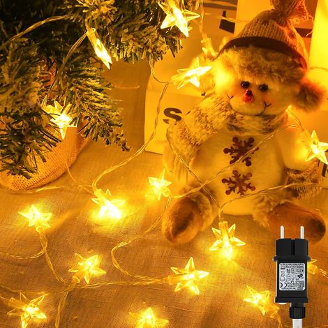 Guirlande lumineuse étoiles extérieur, 15 m 100 LED Étoile à cinq branches avec prise 8 modes Minuteur IP65 Étanche Guirlande lumineuse pour Noël Jardin Décorations intérieures et extérieures (1/5)