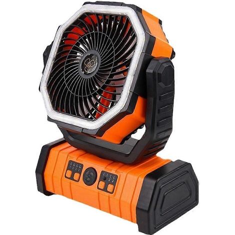 20000 mah batterie ventilateur avec hook et bright LED lampe télécommande timer auto oscillation cordless orange (1/5)