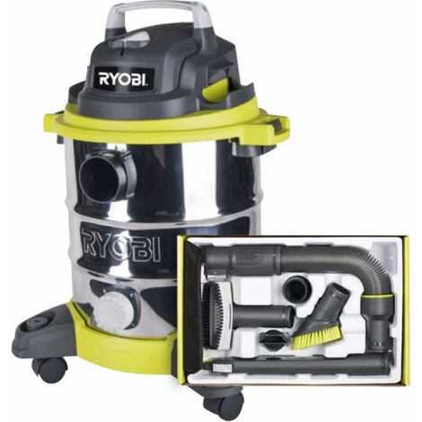 Pack RYOBI aspirapolvere bagnato e asciutto 1250W - 20L - RVC-1220I-G - 6 accessori pulizia auto - RAKVA04 (1/5)