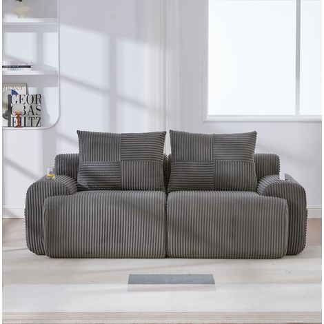 2-Sitzer-Modulsofa mit Getränkehalter und Seitentasche, dunkelgrau, HAVRYA (1/5)