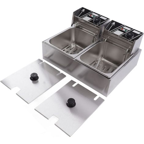 Friteuse électrique professionnelle 6 L à température réglable, double cuve, prise UE 220 V (1/5)