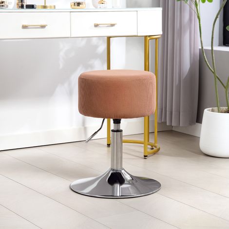 Sgabello da cucina regolabile in altezza (52-66 cm), rivestito in velluto, girevole a 360°, marrone.