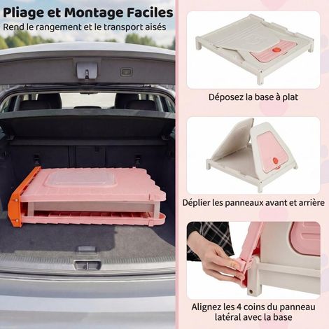 72x60x68cm Niche pour Chien Pliable Plastique PP Abri Intérieur Extérieur Étanche pour Petits et Moyens Chiens Rose (1/5)