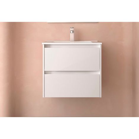 Salgar Noja Unterschrank 600 2 Schubladen + Waschbecken White Gloss (1/4)