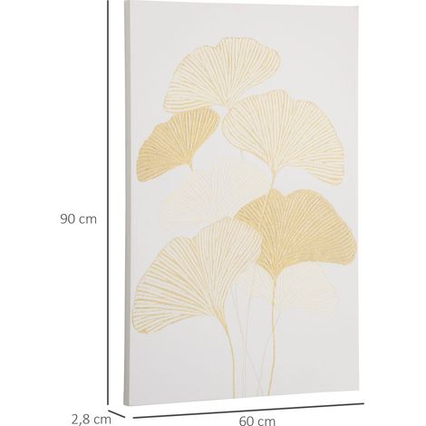 Cuadro de Arte en Lienzo Hojas de Ginkgo Biloba 90x60 cm 1 Parte Impresión Artística para Decoración de Pared en Salón Oficina Dormitorio (1/5)