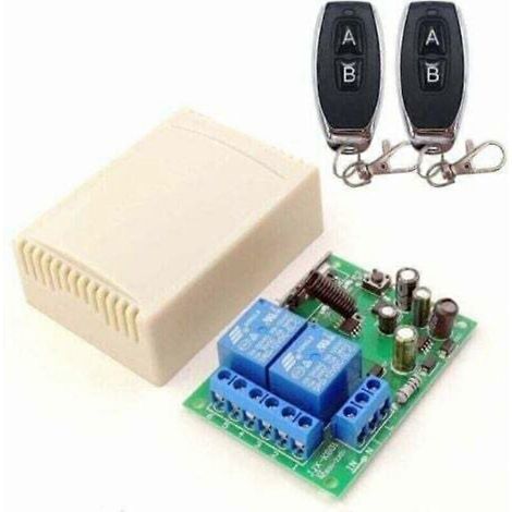 Cette télécommande sans fil RC fonctionne en 433 MHz, possède 2 canaux, fonctionne en 220 V CA et est équipée d'un relais récepteur et de 2 télécommandes pour portes de garage, stores enrouleurs, écla (1/4)