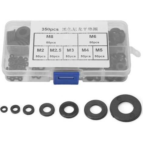Kit de joint plat, rondelle plate en plastique de 7 tailles, tampons en nylon pour la plomberie (1/4)