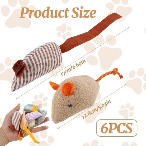 Plush Mouse for Cats, Mouse Toys with Long Tail Catnip Toys, Interactive Cat Toys Set (1/4)