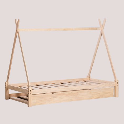 Cama para colchón de 90 cm en madera de pino Joan Kids SKLUM 90 x 190 cm (1/5)