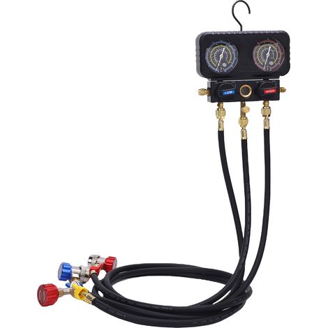 Ensemble de Manomètres de Collecteur Ca, Matériau en Laiton Durable 0-500 PSI/0-800 PSI pour Le Chargement de Réfrigérant Ca de Voiture
