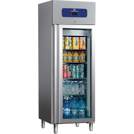 Congélateur 400 Litres En Inox Avec Porte En Verre, 460X485 mm, -10°/-18°C - Mastro