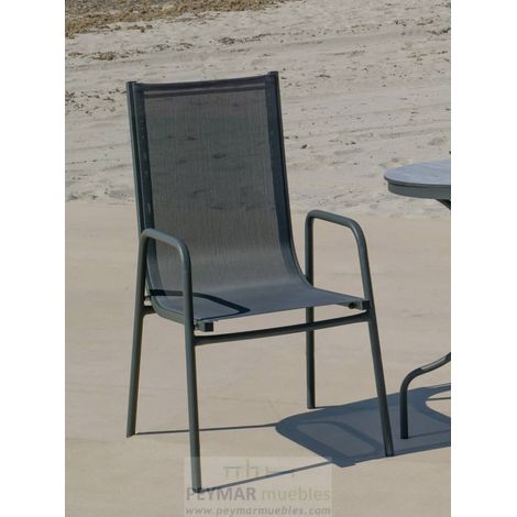Pack 2 sillones terraza jardín Lerian aluminio antracita, 92cm(alto) 54cm(ancho) 82cm(fondo) (1/2)