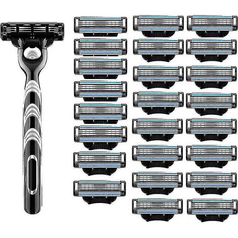 24 lames de rasoir manuelles Gillette Mach 3, recharges compatibles, pack de 24 pièces, lames de rechange pour rasoir classique, précision et confort, couleur argent, usage masculin (1/5)