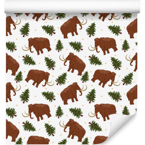Papier peint Mammoth blanc, orange et beige pour salon et chambre 50x1000 cm (1/5)